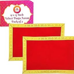 Bhakti Lehar (9 x 13 Inch) Premium Red Velvet Plain Pooja Aasan Cloth/Chowki Aasan Kapda/Altar Cloth for Puja Mandir and Temple - Pack of 2-image-21