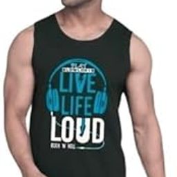 Stylish Mens Polyester Vest | Innerwear for Mens | Regular Fit Round Neck | Black Loud Vest-image-49