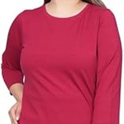Round Neck Cotton Tshirts for Women & Girls | 3/4th Sleeve Slim Fit Stretchable T-Shirt | Causal Wear Solid Pattern T-Shirts for Woman & Girls | Solid Colour Tshirts for Women-image-53