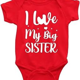 I Love My Big Sister Little Brother | Bro Sis Combo Cotton Red Romper For New Born Baby Boys And Girls -D193-image-35