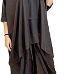 Women's Black Crepe Silk Embellished Kaftan Set with Dhoti Skirt - V-Neck, Boutique Style-image-16
