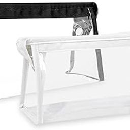 GLUN® Transparent Stationary Pouch with Zip Closing, Pack of 2 Black and White Unisex Pouch Organizer for School, Collage, Office, Multi-Purpose Pouch Pack of 2-14