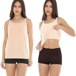 Adira | Camisole with Built in Bra | Camisole with Built-in Bra | Full Coverage | Wire-Free | Removable Cups | Adjustable Straps | Soft Cotton Fabric | Sleek Fitted Design | Pack of 2-image-62