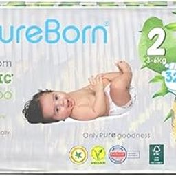 PureBorn Organic Natural Bamboo Baby Disposable Diapers-Size 2 By Fratelli|From 3 To 6 Kg|32 Pcs|Assorted Print|Premium Super Soft| Maximum Leakage Protection|Eco Friendly Nappies|New Born Essentials S2-32s-image-0