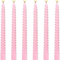 LAKSH Collection Spiral Design Pack || Dinner Candles || Celebration Candles || 10 inch || Dripless || Smokeless || Burnng Time 8 Hours (Spiral (Pack of 10), White) (Pink)-image-37