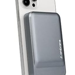 Ambrane MagSafe Wireless 10000mAh Fast Charging Power Bank, Premium Metallic Body, Trong Magnet, Input 20W 22W Output Wireless Output 15W for iPhone 12&Above, Android & Other Qi Enabled Devices,Grey-13