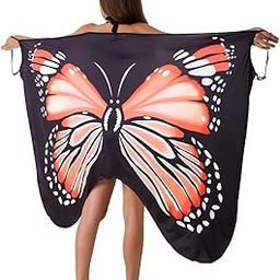 Beach Sarong Wrap with Butterfly Print, Black Multicolored, Swimsuit Cover Up-image-119