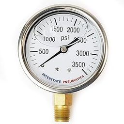 LEFITPA Replacement 3500 PSI 2-1/2 Inch Dial 1/4 Inch NPT Bottom Mount Pressure Gauge for Interstate Pneumatics G7022-3500-28