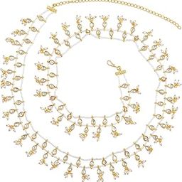 Gold Plated Kundan & Beads Studded Ethnic Belly Chain Kamar Patta Kamar Bandh Traditional Jewellery for Women-picture-3