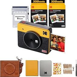 KODAK Mini Shot 3 Retro 4PASS 2-in-1 Instant Camera and Photo Printer (3x3 inches) + 68 Sheets Gift Bundle, Yellow-17