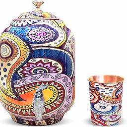 HIKASO H2+Alkaline Copper Pot | Alkaline & Hydrogen Infused Water |100% Pure Copper | Multiple Health Benefits | Boosts Immunity & Strenght | Design: ENAMEL-11 LTR (Mandala)-image-53