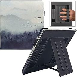 Double Stand Case for Kindle Scribe Cover fit 10.2 Inch (2022 Released) Kindle Scribe Ereader with Auto Sleep / Wake / Double Hand Strap (Misty Forest)-4