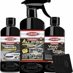 SHEEBA Multi-surface Car Care Kit includes All in one Polish, Scratch Remover, Vinyl & Leather Care with Foam Applicator Pads | Cleans, Shines, Protects (Model P4)-image-69