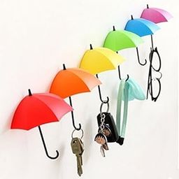 INKULTURE Multipurpose Umbrella, Key, Hat Holder Wall Hanging Hook| Pack of 6 | Material Plastic | Color Multicolor-26