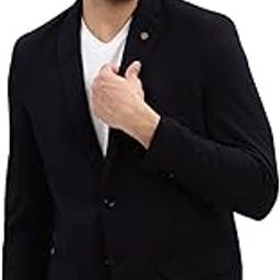 Men's Black Solid Single-Breasted Blazer-EX-3019_Black-image-46