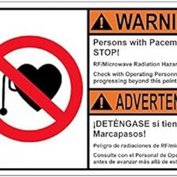 Weatherproof Plastic ANSI Warning Pacemakers Stop! RF/Microwave Bilingual Sign with English & Spanish Text and Symbol-image-82