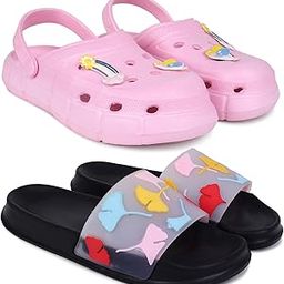 Combo Pack of 2 Slipper/Flip Flops/Slides/Clogs/Sandals with Adjustable Back Strap for Women (WCL-Ranbo,Gobi)-image-31