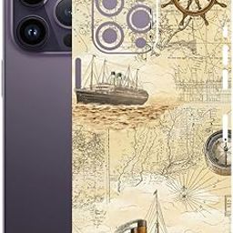 AtOdds - Compatible for iPhone 14 PRO - Mobile Back Skin Sticker - Lamination - Rear Screen Guard Protector Film Wrap (Coverage - Back+Camera+Sides) (Design - Pirate Map)-image-73