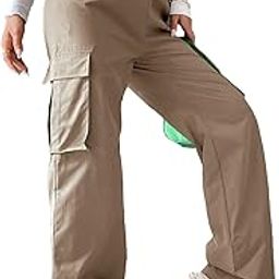 Shine N Show Women's & Girls' Solid High Waist with Pockets Cargo Pants-image-66
