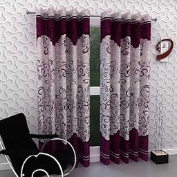 Home Garage Eyelet Door Polyester Curtains Set of 2 - (Purple 4x7)-image-90