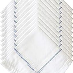 Men's 100% Cotton Supreme Collection White with Stripe Hanky Handkerchiefs - Pack of 12-image-16