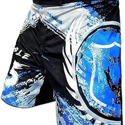 USI Printed Shorts for Mens Gym Shorts Running Shorts Sports Shorts Shorts with Elasticated Waist Tuf Stretch (M, Black Blue)-picture-17