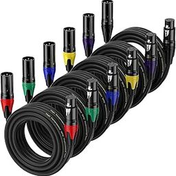 DEVICE OF URBAN INFOTECH 15 Meter XLR Male to Female Speaker Cable, Gold-Plated 3-Pin Mic Cable, Colored Microphone XLR (Pack of 6)-18