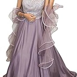 Lavish Sequinned Flared Gown Dusty Lavender-picture-31