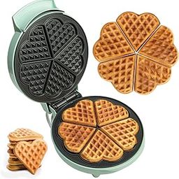 Multi Mini-HEART Waffle Maker Machine- 700 Watts | 5 Heart Waffles at once |Stainless Steel Non-Stick Cooking Plates & Cool Touch Handle | Electric Iron with Indicator Light- Mint Green-image-76