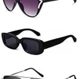Unisex combo offer pack of 5 shades Unisex Fashion Sunglasses Set, 5 Pairs, Metal Frame, Black and Silver - Combo5-4834-image-37