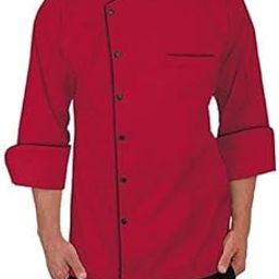 Chef Coat for Men - White Single Breasted With Black Piping and Buttons, Full Sleeves, Two Piece Back With Slit, Light Weight 65% Cotton 35% Polyester Fabric-4