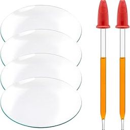 Labxport Borosilicate Watch Glass 50mm (4pcs) & Glass Dropper with Red Rubber sucker Cap (4 inch, 2pcs)- for Beaker flask Cover Lab Essential Oils perfume Ink Filler Science Experiments Use Crafts-image-53