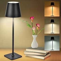 Parssufy Cordless Table Lamps, Rechargeable Lamps, Battery Operated Lamp, LED Portable Wireless Lamp, Touch Control, 3 Color Temperature, Stepless Dimmable (Black)-22