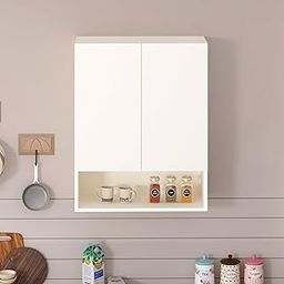 BLUEWUD Opryt with Shelf Kitchen Cabinet Rack, Wall Mounted Storage Cabinet for Kitchen Utensils, Jars, Spices, Space Saving Modular Cupboard for Home & Kitchen DIY (White)(63 x 33.2 x 80)-picture-3
