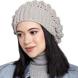 Winter Woolen Cap (Handmade Womens Slouchy Shroom Beanie (Beige FBA)-image-9
