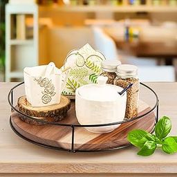 WOOD ART STORE 12.5" 12 Inch Acacia Wood Lazy Susan Turntable for Table, Kitchen Turntable Organizer, 360 Degree Decorative Turntable for Countertop Cabinet or Centerpieces-image-13