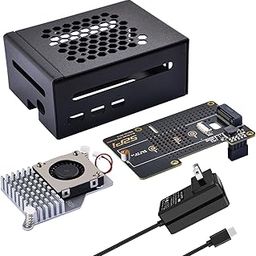 Metal Case for Raspberry Pi 5, with Pi 5 Official Active Cooler, N04 M.2 NVMe SSD PCIe Peripheral Board and 27W USB C Power Supply for Raspberry Pi 5 8GB 4GB-4