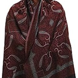 Classic Black Traditional Paisley Design Wool Blend Shawl for Men - Size 40X80-picture-0