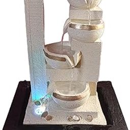 ALiLa Water Fall Fountain for Home Living Room Decor with Led Lights Table Top Indoor Outdoor Decoration Gift Gifting Item, 23 inches (OffWhite, 23 inches)-image-17