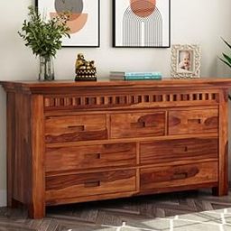RATANDHARA FURNITURE Solid Sheesham Wood Wooden Chest of Drawers with 7 Drawer Storage | Multipurpose Storage Cabinet Rack for Bedroom Home Living Room (Honey Finish)-20