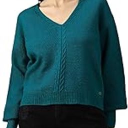 High Star Women Knitted Acrylic Relaxed Fit V Neck Long Sleeve Sweaters 24 Green-image-94