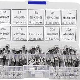 T.O.G. 72pcs 6 * 30mm Glass Tube Fuses Car Electrical Assorted Kit 250V-7