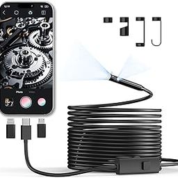 CTEOUNPT Industrial Dual Lens Endoscope Camera with 8 Adjustable LED Lights for iPhone and Android Semi Rigid Snake Cable IP67 Waterproof USB for Inspection Camera-image-3