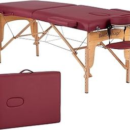BestMassage Aci Portable Massage Table - PU Leather 2 Fold Height Adjustable 84 Inches Spa Bed With Face Cradle (Brown)-image-12