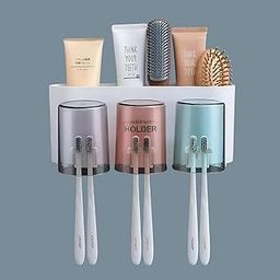Plastic Toothbrush Holder for Bathroom – 3-Cup Tooth Brushes Organizer Stand with Storage Rack | Durable & Space-Saving Brush Holder for Daily Use-image-84