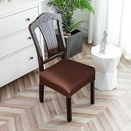 AMAZE ATTIRES Spandex Universal Size Dining Chair Seat Cover Set Of 6 Seater Pcs Are Easily Washable Strechable And Comfortable For Dining Room Home Decor Slip Cover (Brown)-image-21