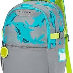 safari Genius Dolphin 23L Kids Printed Backpack, 2 Compartments, Bottle Holder, Front Pocket, School Bag for Boys and Girls, Bag for Kids, Hidden Pocket-picture-20