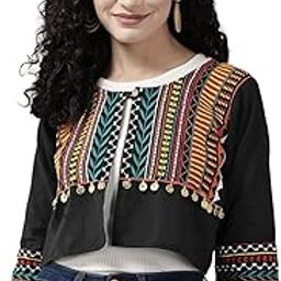 Womens Black Color Cotton Ethnic Jacket-image-122