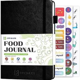 EPEWIZD Food Journal Meal Planner Weight Loss Journal for Women Men Daily Food Wellness Diary to Count Calories Nutrient Intake Track Health Achieve Diet Fitness Goals (A5 size)-Black-image-35