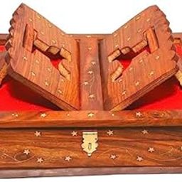 Handmade Wooden Quran Box with Fordable Rehal Stand for Holy Quran Sharif Books | Book Stands for Reading Quran Sharif - Best Gift for Bride Or Bridal Sharif (13 * 4 Inch)-image-31